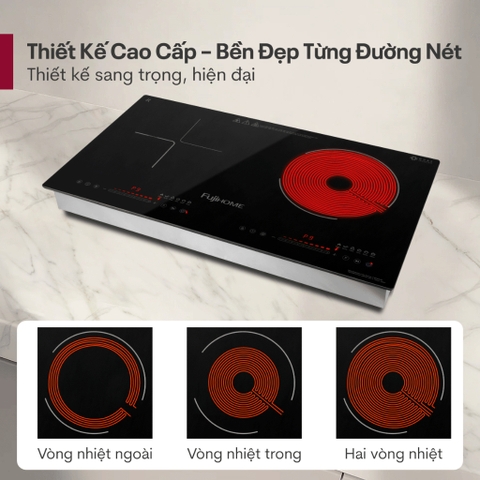 Bếp đôi từ và hồng ngoại Fujihome IC2519 – Linh hoạt mọi món ăn, tối ưu mọi không gian