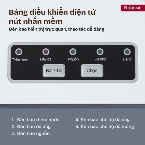 Máy làm đá viên sạch mini tự động 12kg/ngày Fujihome IM12N, máy làm đá 9 viên/lần tiện lợi tiết kiệm