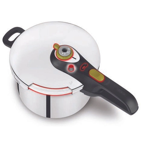 Nồi áp suất cơ inox Tefal Secure 5 Neo 6L - tay cầm đen, núm vặn xanh lá