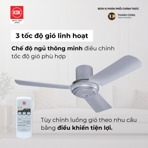 Quạt trần KDK, màu bạc M11SU(SIL)