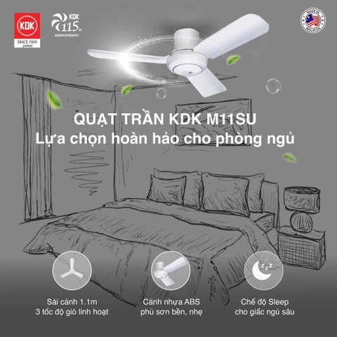 Quạt trần KDK, màu bạc M11SU(SIL)