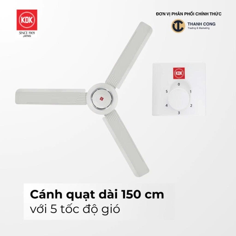 Quạt trần KDK, màu trắng bạc M60XG(SIL)