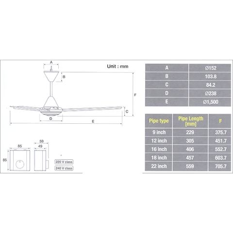 Quạt trần KDK, màu trắng bạc M60XG(SIL)
