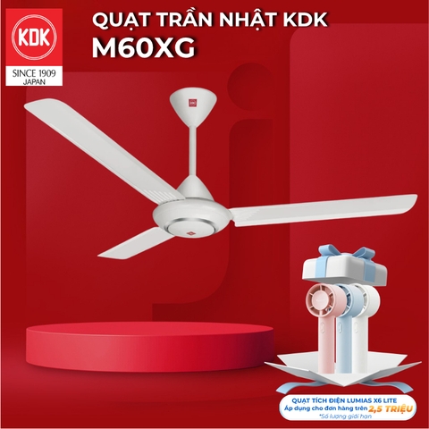 Quạt trần KDK, màu trắng bạc M60XG(SIL)