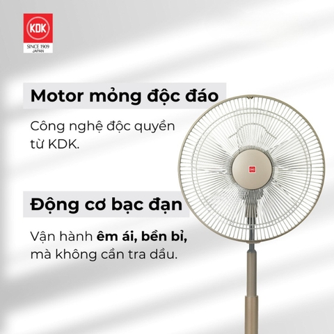 Quạt đứng lửng KDK, màu vàng N30NH(GD)