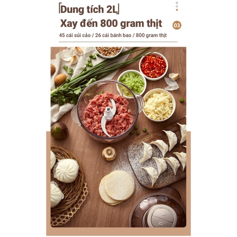 Máy xay thịt, thực phẩm 2L Bear QSJ-D03D7 - Hàng chính hãng