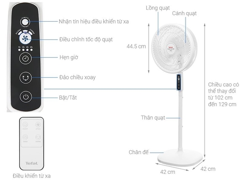 Quạt đứng TEFAL TB Silence Plus VH689690 - Trắng Cánh Trắng