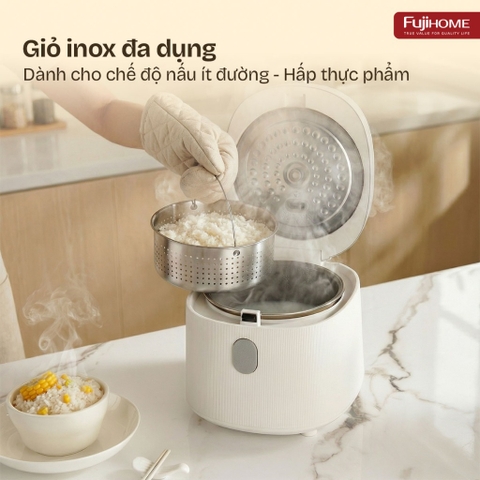 Nồi cơm điện tử 1 Lít cảm ứng 8 chế độ nấu Fujihome RC10BLS
