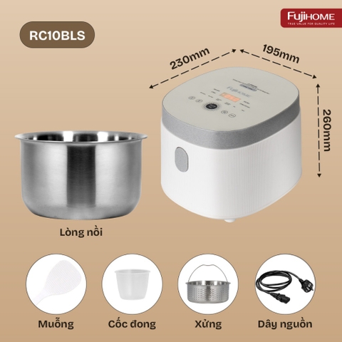 Nồi cơm điện tử 1 Lít cảm ứng 8 chế độ nấu Fujihome RC10BLS