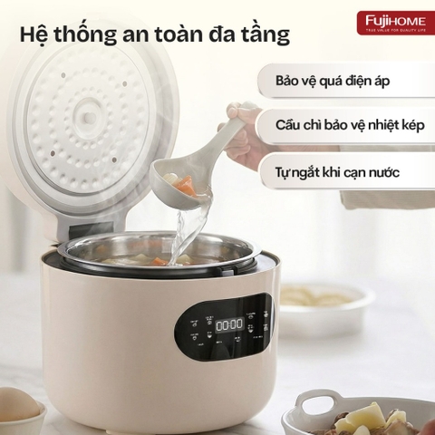 Nồi cơm điện 1.2L tách đường Fujihome RC12LS lòng nồi Inox 304, cảm ứng Led 8 chế độ nấu an toàn