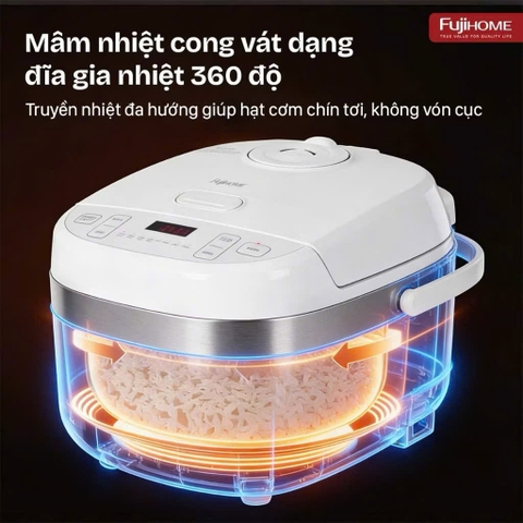 Nồi cơm điện tử 1.5 Lít FUJIHOME RC15W nhập khẩu, lòng nồi 5 lớp chống dinh cao cấp tiết kiệm điện