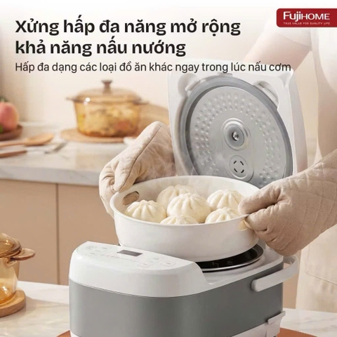 Nồi cơm điện tử 1.5 Lít FUJIHOME RC15W nhập khẩu, lòng nồi 5 lớp chống dinh cao cấp tiết kiệm điện