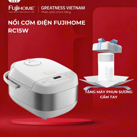 Nồi cơm điện tử 1.5 Lít FUJIHOME RC15W nhập khẩu, lòng nồi 5 lớp chống dinh cao cấp tiết kiệm điện