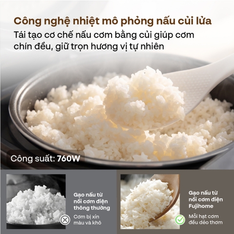 Nồi cơm điện tử 1.8 Lít FUJIHOME RC18G 12 chế độ lòng nồi 5 lớp, nồi cơm nhập khẩu đa năng