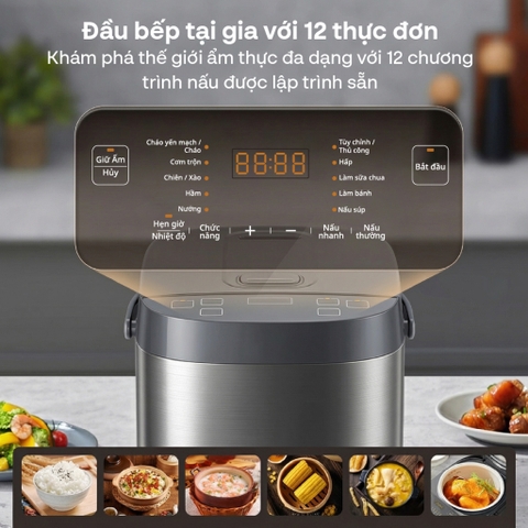 Nồi cơm điện tử 1.8 Lít FUJIHOME RC18G 12 chế độ lòng nồi 5 lớp, nồi cơm nhập khẩu đa năng