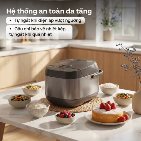Nồi cơm điện tử 1.8 Lít FUJIHOME RC18G 12 chế độ lòng nồi 5 lớp, nồi cơm nhập khẩu đa năng