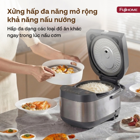 Nồi cơm điện tử 1.8 Lít FUJIHOME RC18G 12 chế độ lòng nồi 5 lớp, nồi cơm nhập khẩu đa năng