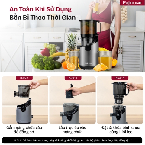 Máy ép chậm FUJIHOME SJ16 nhập khẩu, máy ép nguyên quả công suất 250W động cơ DC