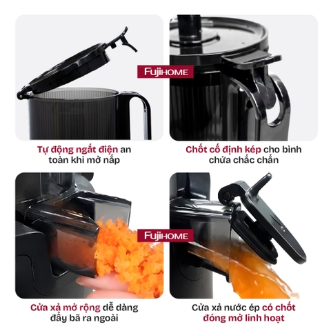 Máy ép chậm FUJIHOME SJ16 nhập khẩu, máy ép nguyên quả công suất 250W động cơ DC