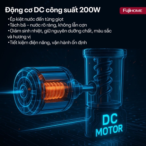Máy ép chậm trái cây nguyên quả mạnh mẽ FUJIHOME SJ50C, máy ép chậm giữ dưỡng chất dễ vệ sinh