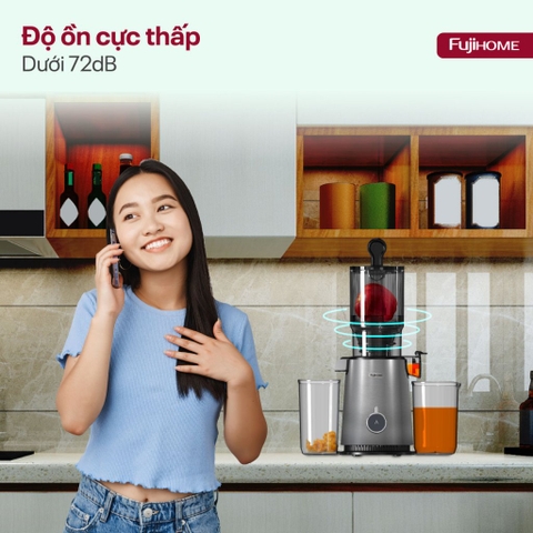 Máy ép chậm trái cây nguyên quả mạnh mẽ FUJIHOME SJ50C, máy ép chậm giữ dưỡng chất dễ vệ sinh