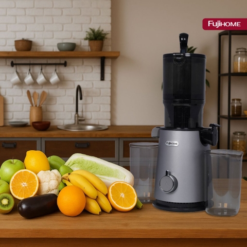 Máy ép chậm trái cây nguyên quả mạnh mẽ FUJIHOME SJ50C, máy ép chậm giữ dưỡng chất dễ vệ sinh