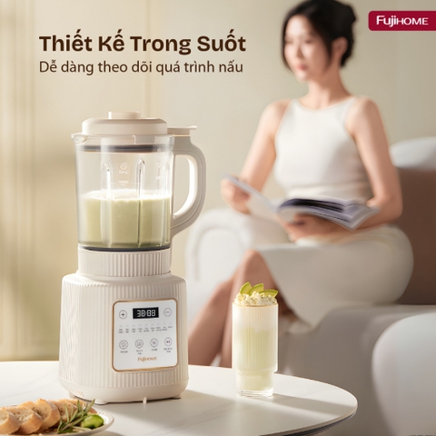 Máy làm sữa hạt menu 9 chức năng cối thuỷ tinh 1,75L Fujihome SM01A