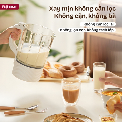Máy làm sữa hạt menu 9 chức năng cối thuỷ tinh 1,75L Fujihome SM01A
