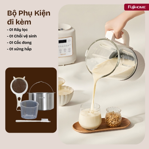 Máy làm sữa hạt menu 9 chức năng cối thuỷ tinh 1,75L Fujihome SM01A