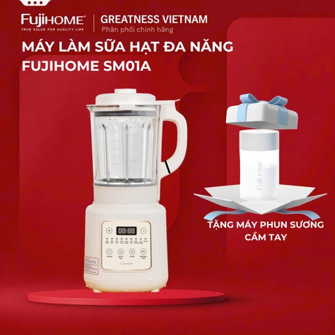 Máy làm sữa hạt menu 9 chức năng cối thuỷ tinh 1,75L Fujihome SM01A