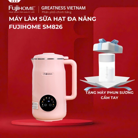 Máy làm sữa hạt 8 chức năng dung tích 1.5 Lít FUJIHOME SM826, máy xay sinh tố, nấu cháo, đun sôi