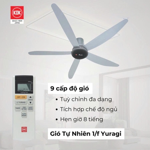 Quạt trần KDK, màu xám T60DW(GY)