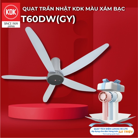Quạt trần KDK, màu xám T60DW(GY)