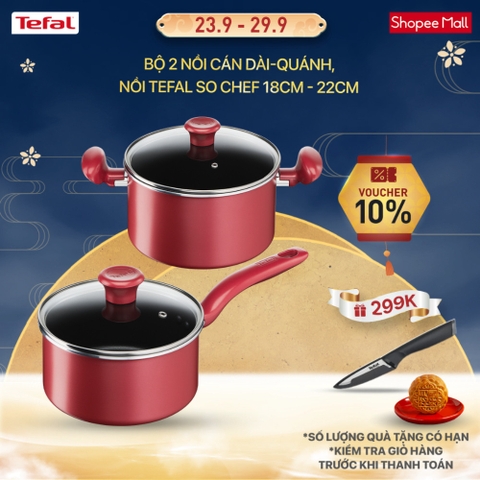 Combo Tefal So Chef nồi cán dài/quánh 18cm & Nồi 22cm