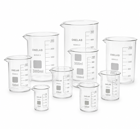 Cốc thủy tinh thấp thành/ 50mL 100mL 150mL 250mL 500mL 1000mL 2000mL