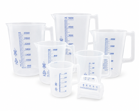 Cốc nhựa vạch sơn xanh có quai/  50mL 100mL 250mL 500mL 1000mL