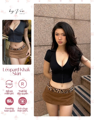Leopard Khak Skirt