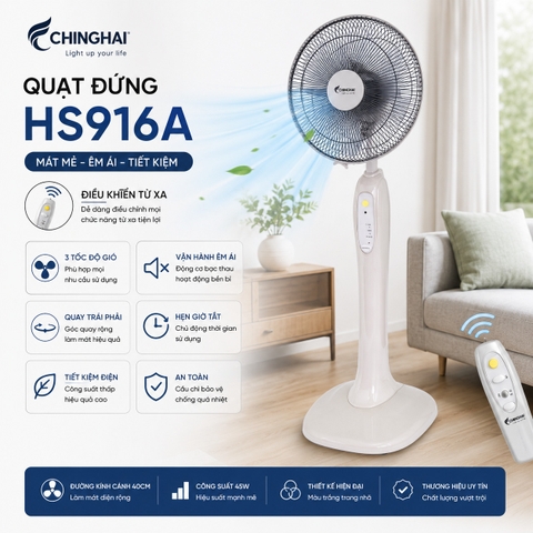 Quạt đứng Chinghai HS916A- có điều khiển