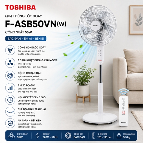 Quạt đứng lốc xoáy Toshiba F-ASB50VN(W) 55w - Bạc đạn