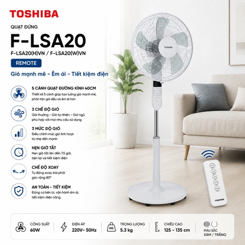 Quạt đứng Toshiba F-LSA20(H)VN / F-LSA20(W)VN - Remote
