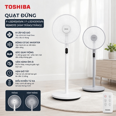 Quạt đứng Toshiba F-LSD10(H)VN / F-LSD10(W)VN- Remote (Xám trắng/Trắng)