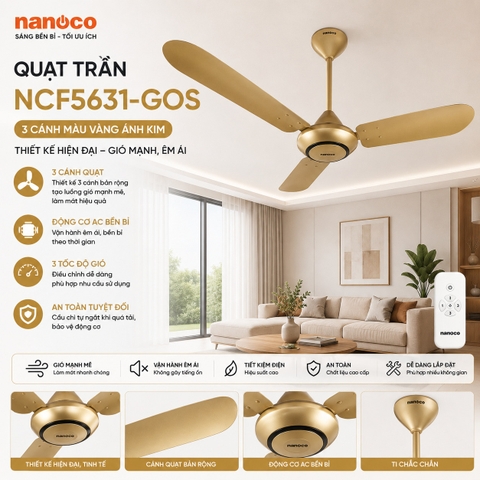 Quạt trần Nanoco NCF5631-GOS 3 cánh