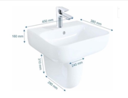 Prince C1L - Chậu lavabo + chân lửng ( chưa vòi )