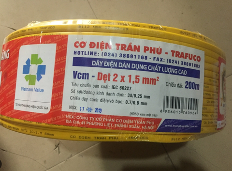 Trần Phú 2x1.5 - Dây điện đôi dẹt  TP trafuco