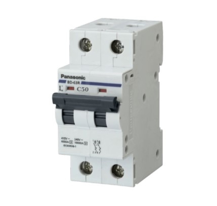 Panasonic 50A 2P -  Át tép cài 2 cực, Aptomat 50A 2P/2M C50 - 2502