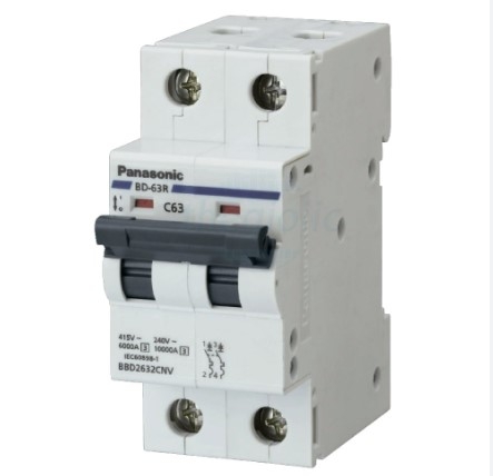 Panasonic 63A 2P -  Át tép cài 2 cực, Aptomat 63A 2P/2M C63 - 2632