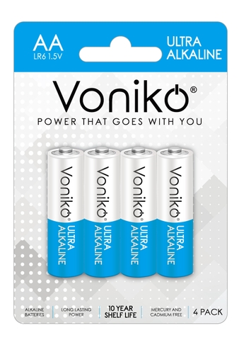 Voniko AA (LR6 1.5V) - Vỉ 4 viên Pin kiềm  Alkaline