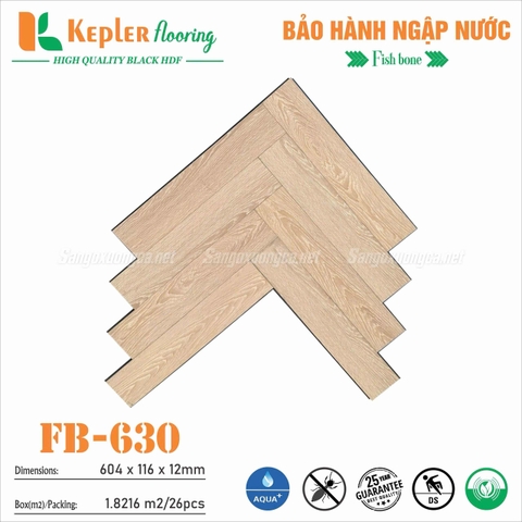 Sàn Gỗ Xương Cá KEPLER FLOORING FB630 - Cốt Gỗ Đen Chịu Nước