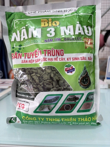 Bio Nấm 3 Màu 1kg – Nấm Xanh, Nấm Tím, Bacillus Hỗ Trợ Tuyến Trùng, Rệp Sáp Gốc, Sâu Rầy