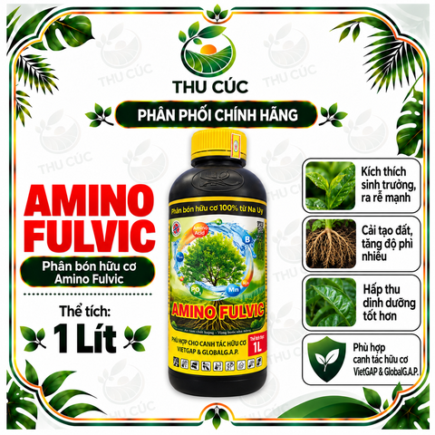 AMINO FULVIC – PHÂN BÓN SINH HỌC HỖ TRỢ RỄ KHỎE, CÂY BUNG ĐỌT, NUÔI TRÁI